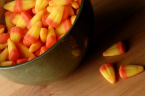 Bowl full of halloween candy corn