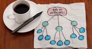 Pay it Forward on Napkin, With Cup of Coffee