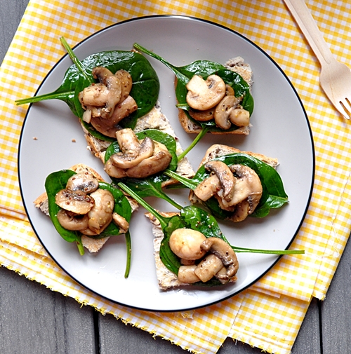 Toast Topped with Mushrooms & Spinach