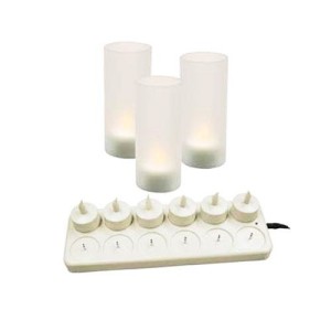 White candles with LED fixture