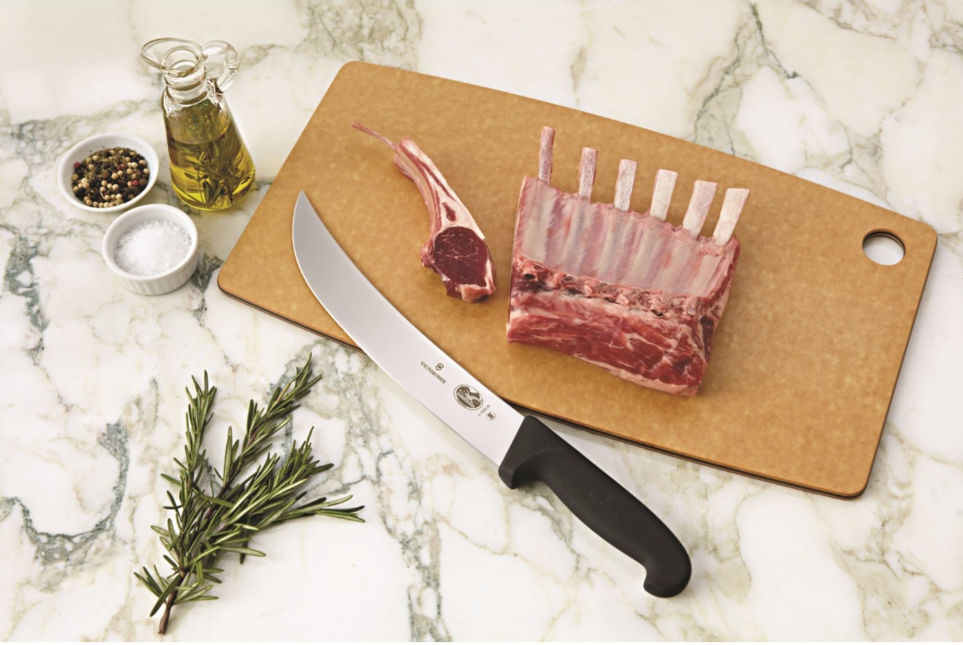 Butcher knife on cutting board