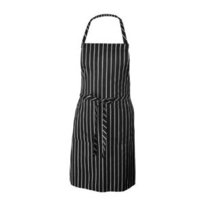 Black and white striped chefs apron 